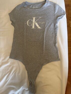 Calvin Klein Jeans Gray Logo Kids One-Piece Bodysuit
